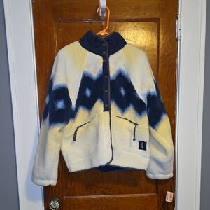 Free People Movement by Free People Cream & Navy Sherpa Zip Jacket